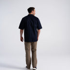 Thumbnail image #2 for Chef Works PCSS-NAV-2XL Unisex Navy Short-Sleeve Double-Breasted Poly/Cotton Chef Coat, 2XL