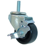 Thumbnail image #1 for AllPoints Foodservice Parts & Supplies 263284 Threaded Stem Caster, 3-Inch Swivel with Brake, 220 lb Capacity