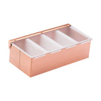 Thumbnail image #1 for Steelite International Utopia, Bar Accessories UF91161 Rectangular 4-Compartment Stainless Steel Condiment Holder, Copper