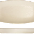 Thumbnail image #2 for International Tableware Alloy™ AL-13-TW ™ Deep Stoneware Platter, 11-5/8" x 5-7/8", Coupe Racetrack, Titanium White Reactive Glaze 1 Dozen
