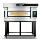 Thumbnail image #1 for AMPTO Moretti Forni S105E1 Electric Single-Deck Pizza Oven, Refractory Brick Baking Surface, Stainless Steel Exterior, 37-1/2"W