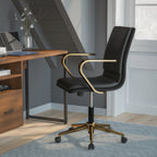 Thumbnail image #2 for Flash Furniture GO-21111B-BK-GLD-GG Mid-Back Adjustable Office Chair, Black Bonded Leather, Brushed Gold Arms and Base, Casters