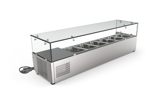 Product image #6 for KoolMore 59-Inch Refrigerated Countertop Prep Table with 6 1/3-Pan Capacity and Double Tempered Glass Guard