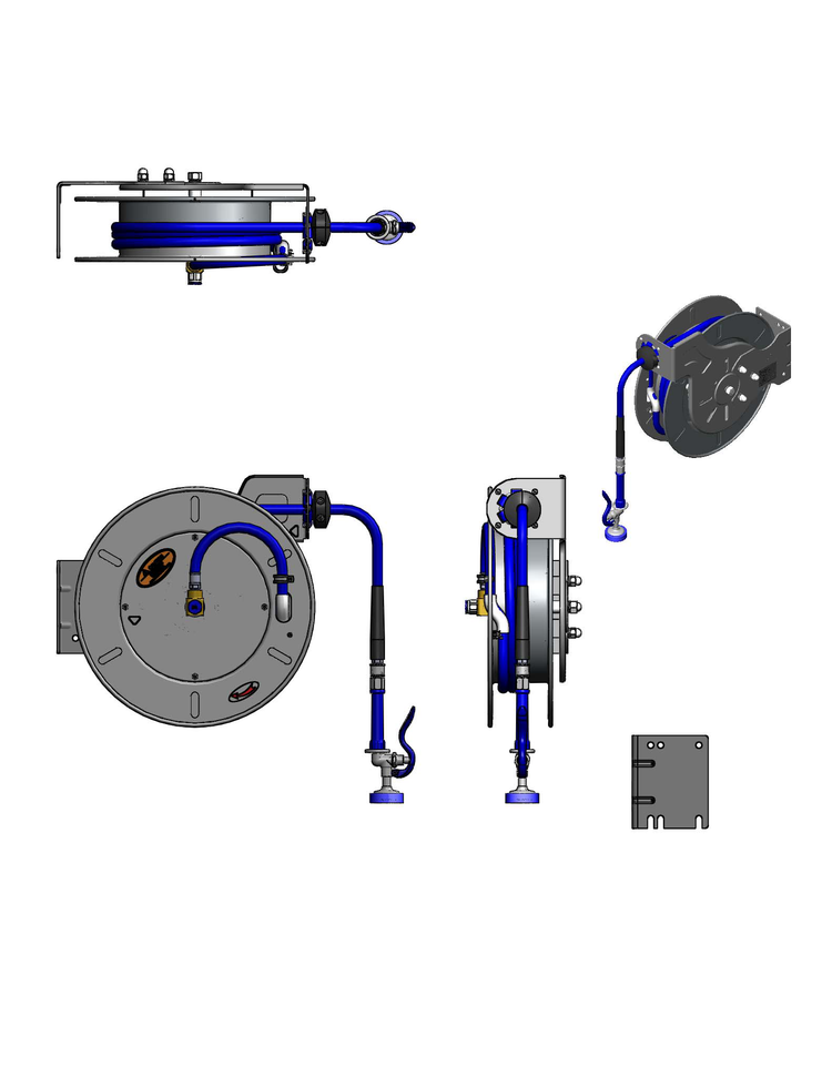 Product image #2 for Open Stainless Steel Wall-Mount Retractable Hose Reel System with 1/2" x 50' Hose and High-Flow Spray Valve