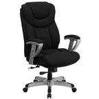 Thumbnail image #1 for Flash Furniture Hercules GO-1534-BK-FAB-GG Big & Tall High-Back Executive Swivel Office Chair, 400 lb Capacity, Padded Arms, Casters
