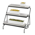 Thumbnail image #1 for TableCraft Products CW40309C 3-Tier Rectangular Buffet Cooling Stand with 3 Half-Long Cooling Plates, Black Steel