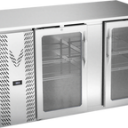 Thumbnail image #1 for Victory Refrigeration VBB58HC-G-S 58-Inch Two-Section Back Bar Refrigerator with Stainless Steel Exterior and 2 Glass Swing Doors