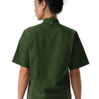 Thumbnail image #2 for Chef Works BCWSZ006-MIL-L Women's Military Green Short-Sleeve Chef Coat, Large, 65/35 Poly/Cotton Twill, Single-Breasted