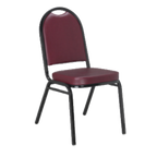 Thumbnail image #1 for G & A Commercial Seating Banquet 724 Stackable Banquet Chair with Vinyl Upholstered Seat, Rounded Top Back with Handhold, Black Steel Frame