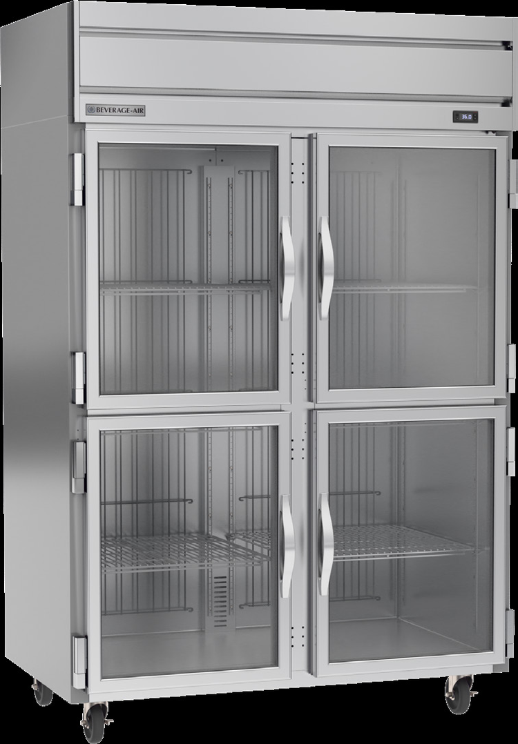 Product image #5 for Beverage-Air Horizon Series Two-Section Reach-In Refrigerator with 4 Half Glass Doors, 46.88 Cu. Ft., Top-Mounted Self-Contained