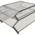 Thumbnail image #1 for Eagle Group Tuffak DCS3-DSG-BDT Double-Tier Double-Sided Buffet Sneeze Guard, Clear Polycarbonate, Stainless Steel, 50"W x 42"D x 22-3/4"H