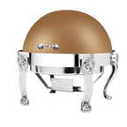 Thumbnail image #1 for Eastern Tabletop Lion-Head 3118LHRZ 8 qt Round Roll-Top Chafer, Stainless Steel, Bronze Finish
