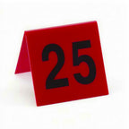 Thumbnail image #1 for Cal-Mil 226 Number Tent, 3" x 3", #1–#25, Red Plastic with Black Numbers