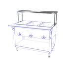 Thumbnail image #1 for NBR Equipment HT-3-SOS Stainless Steel Single Overshelf for 3-Well Hot Food Tables, 44-3/8"W x 12"D x 13"H, 18 Gauge