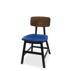 Thumbnail image #1 for JustChair Manufacturing Industrial Collection M67818-COM Side Chair, Veneer Wood Back, COM Upholstered Padded Seat, Black Metal Frame