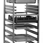 Thumbnail image #4 for Eagle Group Panco UAR-64-A Mobile Front-Loading Aluminum Universal Pan Rack, 11 Fixed Slide Sets, 2-1/2" Centers, 5" Swivel Casters