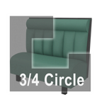 Thumbnail image #1 for ATSMFG ATS AT&S-ATQ-K42-6CHHR GR6 Kevin Three Quarter Circle Booth, single, 48" x 90" x 90" x 48"long x 42" high, 6-channel with Headroll back
