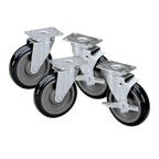 Thumbnail image #1 for Component Hardware CSTPK-5PSP 5-Inch Polyolefin Swivel Plate Casters, 2 Braked, 250 lb Capacity Each