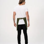Thumbnail image #2 for Chef Works AHS02-MIL-0 Unisex Green Canvas Half Bistro Apron, Poly/Cotton, Hidden Pen Pocket
