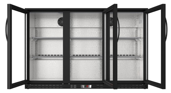 Product image #6 for KoolMore 53-Inch Three-Section Back Bar Refrigerator with 3 Glass Swing Doors, 11.3 Cu. Ft., Black