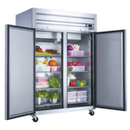 Thumbnail image #1 for Dukers Appliance Co., USA Ltd. D55AF Two-Section Reach-In Freezer, Solid Hinged Doors, Stainless Steel, Top-Mounted Refrigeration