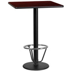 Thumbnail image #1 for Flash Furniture XU-MAHTB-2424-TR18B-3CFR-GG Square Bar-Height Pedestal Table, 24" x 24", Mahogany Laminate, Black PVC Edge