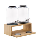 Thumbnail image #1 for Libbey APS Germany - Valo APS 14016 Double Glass Beverage Dispenser, 237 oz, Oak Wood Base