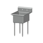 Thumbnail image #1 for SPG International Universal Stainless 1N1618 1-Compartment Stainless Steel Sink, No Drainboard, 18" x 16" Bowl, 9"H Backsplash, Legs