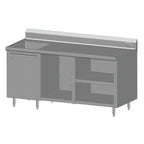 Thumbnail image #1 for SPG International Universal Stainless BCRS-72L 72 x 30 in Stainless Steel Beverage Counter with Left Integral Sink and Rack Slides
