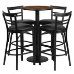 Thumbnail image #1 for Flash Furniture RSRB1036-GG Round 24" Table and 4 Bar Stool Set, 42" High, Walnut Laminate, Black Vinyl