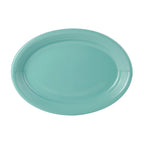 Thumbnail image #1 for Tuxton China Concentrix CIH-1352 Ceramic Oval Coupe Platter, 13-1/2" x 9-3/4", Island Blue Case of 6