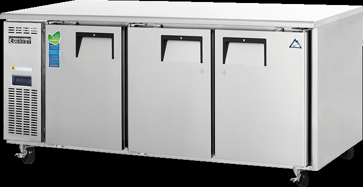 Product image #5 for Everest Refrigeration ETR3 Three-Section Undercounter/Worktop Refrigerator with Stainless Steel Worktop, Solid Locking Doors, 22 Cu. Ft.