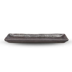 Thumbnail image #2 for Korin Inc Gray Nanban PLY-189 Rectangular China Plate, 10-1/4"L x 3-1/4"W x 3/4"H, Charcoal with Matte Black Accents