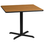 Thumbnail image #1 for Flash Furniture XU-NATTB-3636-T3030-GG 36" Square MDF Table, Natural Laminate, Black PVC Edge, 31-1/8"H Pedestal Base