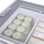 Thumbnail image #2 for Summit Commercial NOVA53GDC Commercial Ice Cream Freezer, 17.8 cu. ft., 61 in. Wide, Sliding Glass Lids, White Exterior, Stainless Steel Interior