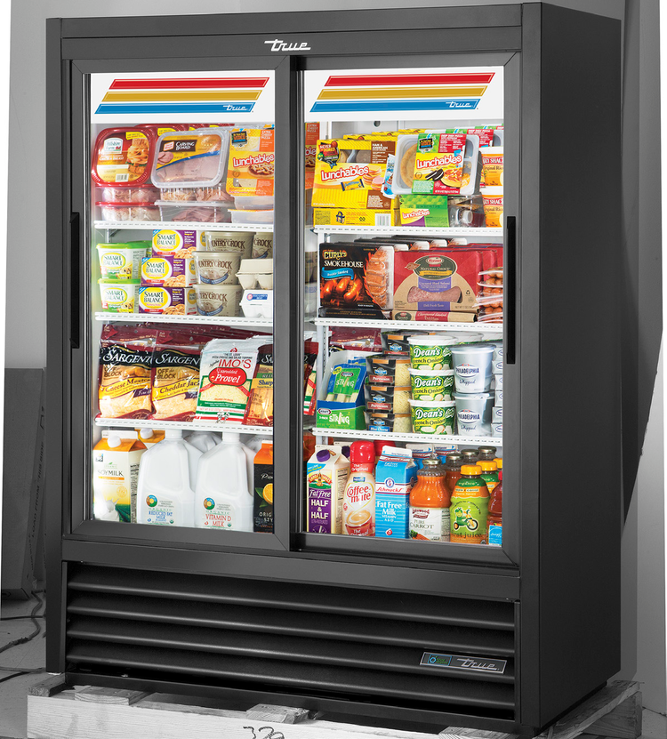 Product image #5 for Two-Section Low-Height Narrow-Depth Sliding Glass Door Merchandiser Refrigerator