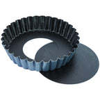 Thumbnail image #1 for Matfer Bourgeat Exopan 331815 Sponge Cake Mold, 7-7/8" Diameter x 1-1/6"H, Fluted, Removable Bottom, Nonstick Coated