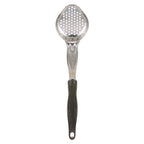 Thumbnail image #1 for AllPoints Foodservice Parts & Supplies 76149 3 oz Perforated Oval Portion Control Serving Spoon, Stainless Steel, Black Plastic Handle