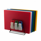Thumbnail image #1 for Libertyware CBS1520 Plastic Cutting Board Set, 15" x 20" x 1/2", 6 Boards with Brushes and Rack, Assorted Colors