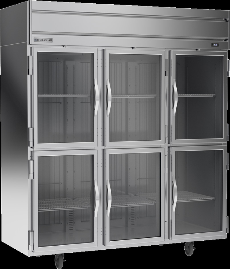 Product image #5 for Beverage-Air Horizon Series 3-Section Reach-In Refrigerator with 6 Half-Glass Doors, Top-Mount Self-Contained R290 Refrigeration, 71.52 Cu. Ft.