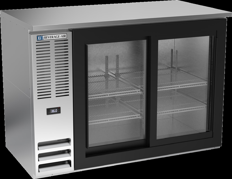 Product image #2 for Beverage-Air 48-Inch Shallow Depth Back Bar Refrigerator with 2 Sliding Glass Doors, 12.56 Cu. Ft., Stainless Steel