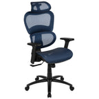 Thumbnail image #1 for Flash Furniture H-LC-1388F-1K-BL-GG Adjustable High-Back Mesh Office Chair with Headrest, Arms, Casters, Blue
