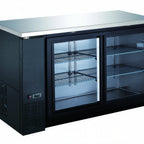 Thumbnail image #1 for Drago DRBB60GS 60.8" Back Bar Cooler, 2 Sliding Glass Doors, Black Exterior, Stainless Steel Top