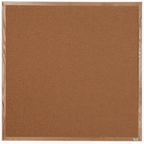 Thumbnail image #1 for AARCO Products OB4848 Wall-Mounted Bulletin Board, 48"W x 48"H, Natural Pebble Grain Cork, Red Oak Frame