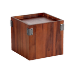 Thumbnail image #1 for G.E.T. Urban Renewal WB-959-W Square Wood Beverage Dispenser Riser, Walnut, 9-1/2 x 9-1/2 x 8 in H, Metal Brackets