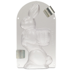 Thumbnail image #1 for JB Prince K820 Polycarbonate Chocolate Mold, 2-Piece Rabbit With Basket, 9"H
