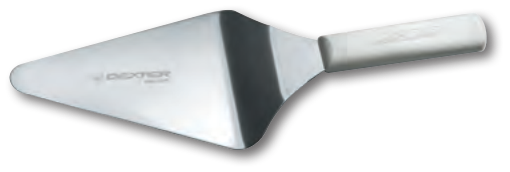 Product image #2 for Dexter Russell Sani-Safe 6 x 5 Inch Stainless Steel Offset Pizza Server with White Polypropylene Handle