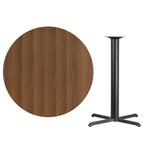 Thumbnail image #2 for Flash Furniture XU-RD-42-WALTB-T3333B-GG Round Bar-Height Pedestal Table, 42" Diameter, Walnut Laminate Top, Black PVC Edge