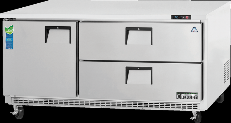 Product image #5 for Everest Refrigeration 2-Section Drawered Undercounter Refrigerator with Stainless Steel Worktop, 22 Cu. Ft.
