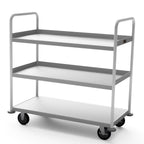 Thumbnail image #1 for Lockwood Manufacturing BUC-2345-3 Aluminum Utility Bus Cart, 3 Solid Shelves, 43"W x 21-1/4"D x 42-1/2"H